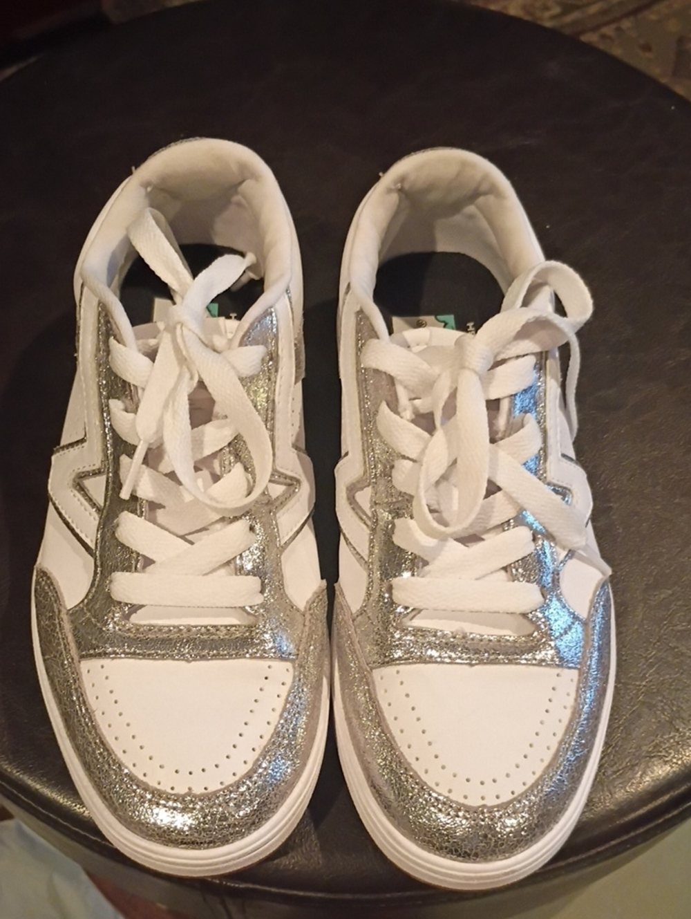 Vans Women's White and Silver Glitter Low-Top Sneakers - Picture 14 of 14